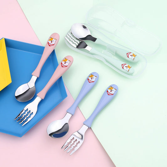 Lanie Stainless Steel Children's Portable Spoon & Fork Set