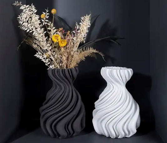 Pinstripe Ceramic Vase
