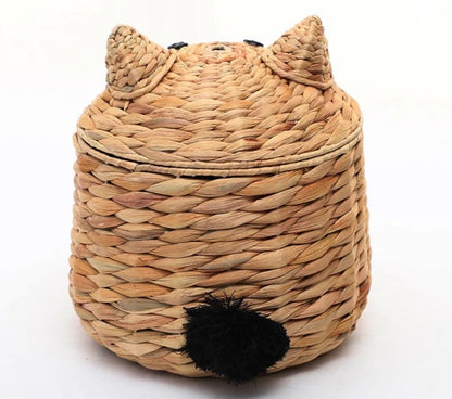 Cat Shaped Wicker Basket