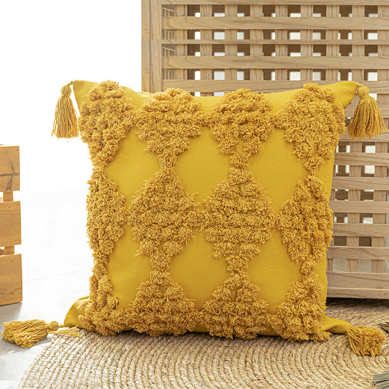 Amaral Yellow Tufted Throw Pillows