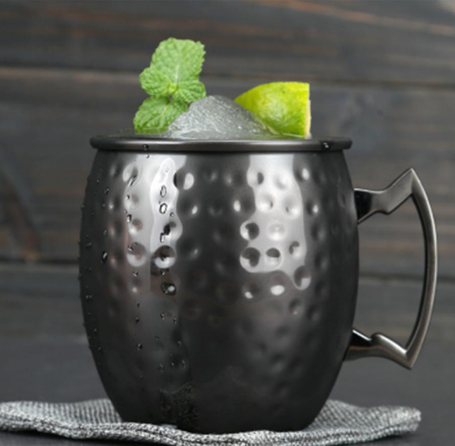 Stainless Steel Bartender Cocktail Cups Moscow Mule Mugs Blue Gold Black Hammer Point Bar Tools for Home Party Beer Mug