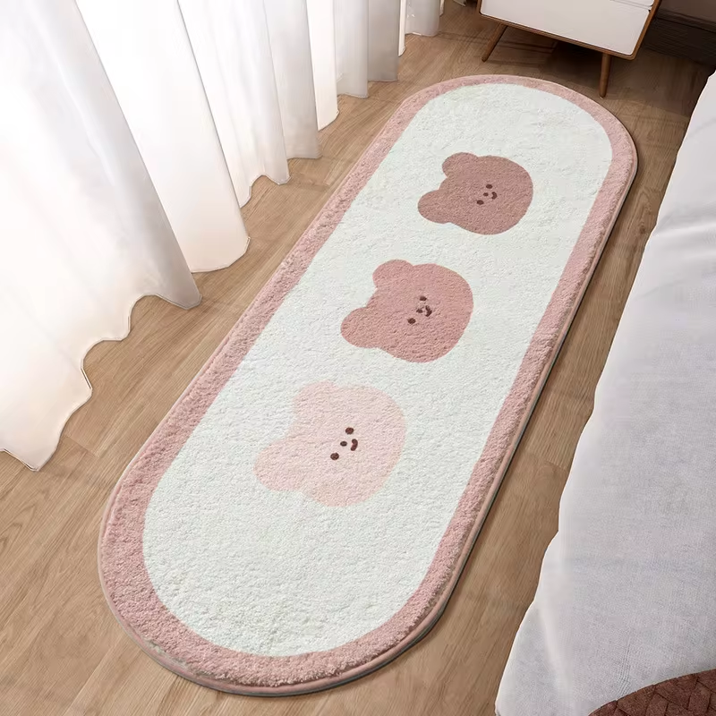 Fluffy Soft Bedroom Carpet Cute Children's Bedside Rug Kids Room Non-Slip Baby Playmats Floor Mat Long Living Room Mats