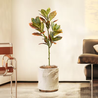 Fake Ficus Tree Artificial Tropical Rubber Plants Plastic Codiaeum Tree Leaves Autumn Leafs for Home Garden Decor