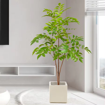 Large Artificial Ficus Tree Branch Fake Lacquer Tree Plastic Banyan Plants Green Tall Palm Leaves For Home Garden Decor