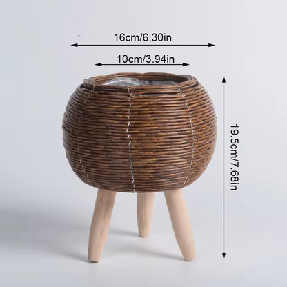 Nordic Flower Shelf Imitation Rattan Flower Pot Woven Flower Basket With Removable Legs Plant Stand Basket Garden Home Decor