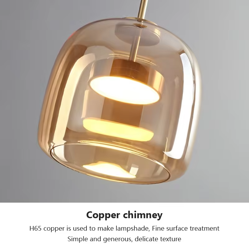 Modern LED Glass Pendant Light Amber Hanging glass Lamp For Dining Room Bar Indoor Decor Lighting Bedroom Bedside Led Luminaire