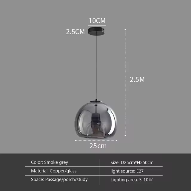 Modern LED Glass Pendant Light Amber Hanging glass Lamp For Dining Room Bar Indoor Decor Lighting Bedroom Bedside Led Luminaire