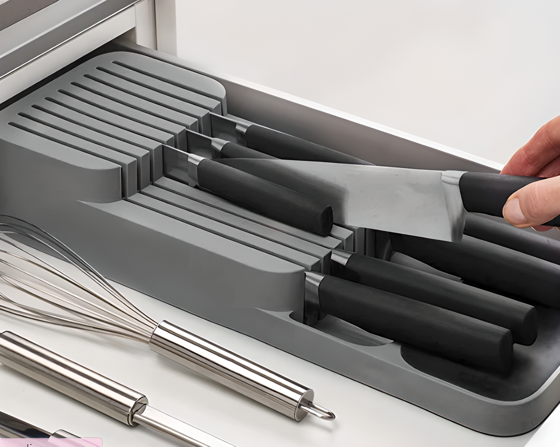 Kitchen Drawer Cutlery Storage Tray Knife Holder Spoon Forks Tableware Organizer Container For Spice Bottles Knives Block Rack