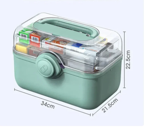 Large Capacity Family Medicine Organizer Box Portable First Aid Kit Medicine Storage Boxes - Organizers Plastic Organizing Home Green