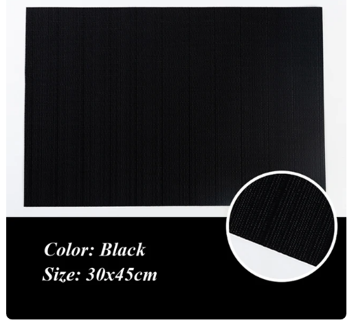 Black PVC Table Mats - Set of 4 pieces