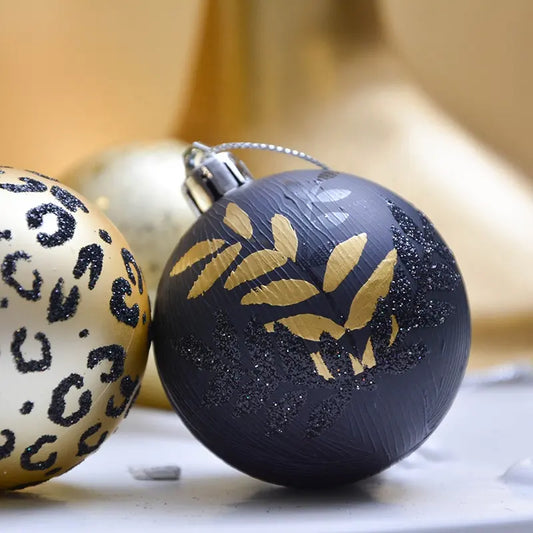 Christmas Black & Gold Baubles Set of 9