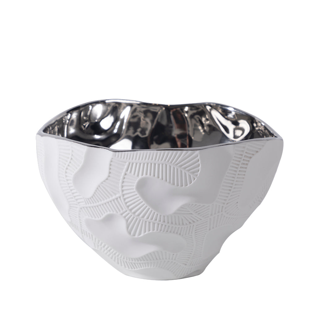 Luxury Fruit Bowl Decorative White and Silver