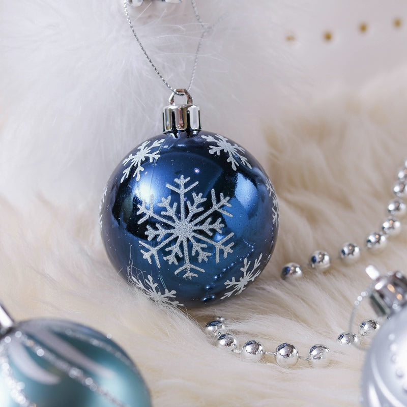 Christmas Blue & Silver Baubles Set of 24