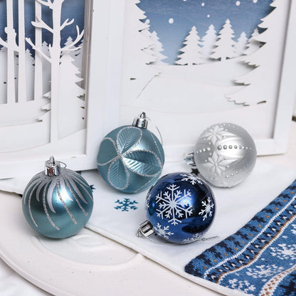 Christmas Blue & Silver Baubles Set of 24