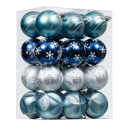 Christmas Blue & Silver Baubles Set of 24