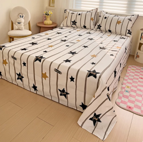 100% Cotton Flat Sheet Pillowcase Floral Style Bed Sheet Set Skin-friendly Bed Linen Adults Kids Flat Bedsheets 300TC