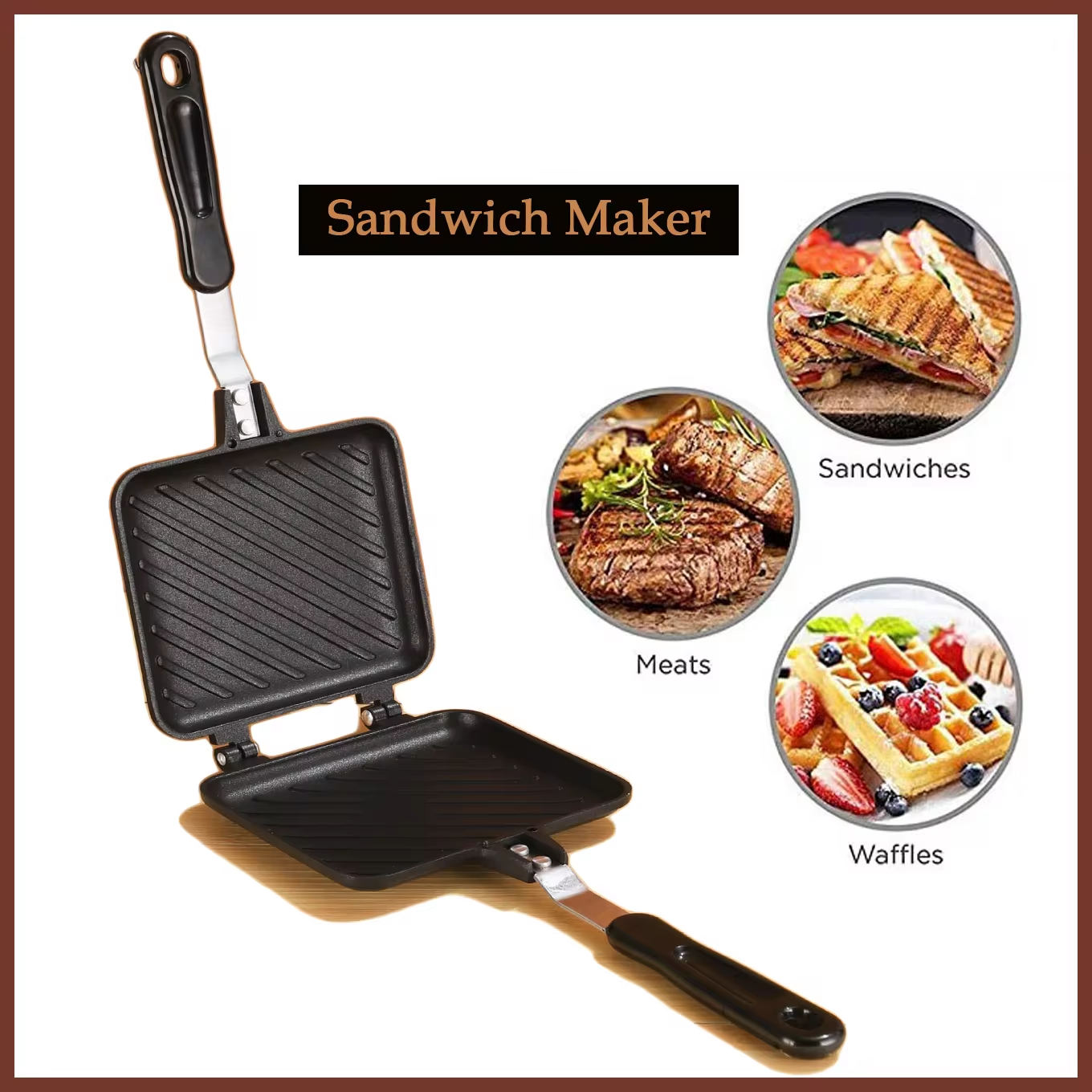 Sandwich Machine Gas Non-Stick Sandwich Maker Iron Bread Toast Breakfast Machine Waffle Pancake Baking Mold Mould Grill Pan