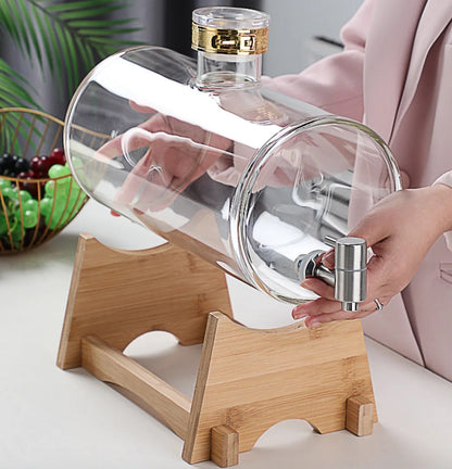 Beverage Barrel Shape Dispenser Borosilicate Glass