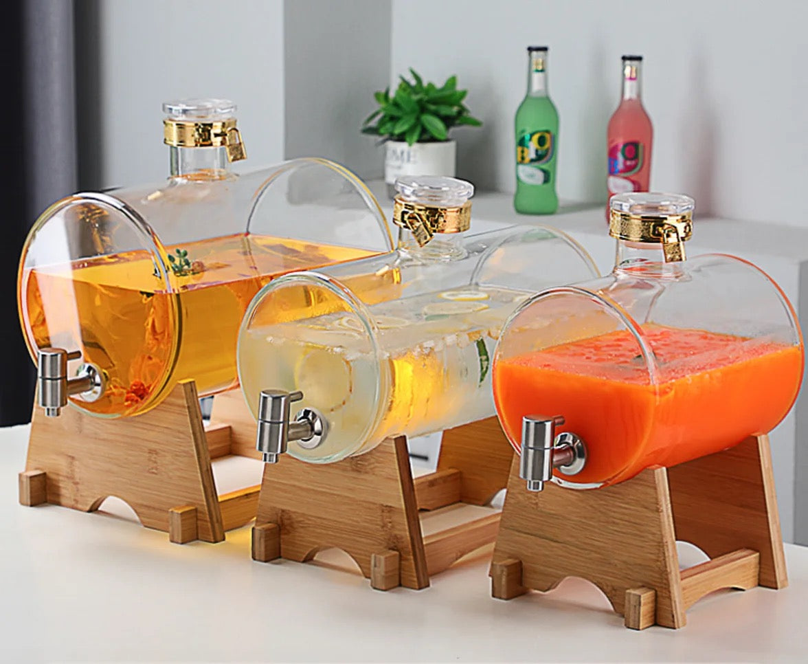 Beverage Barrel Shape Dispenser Borosilicate Glass