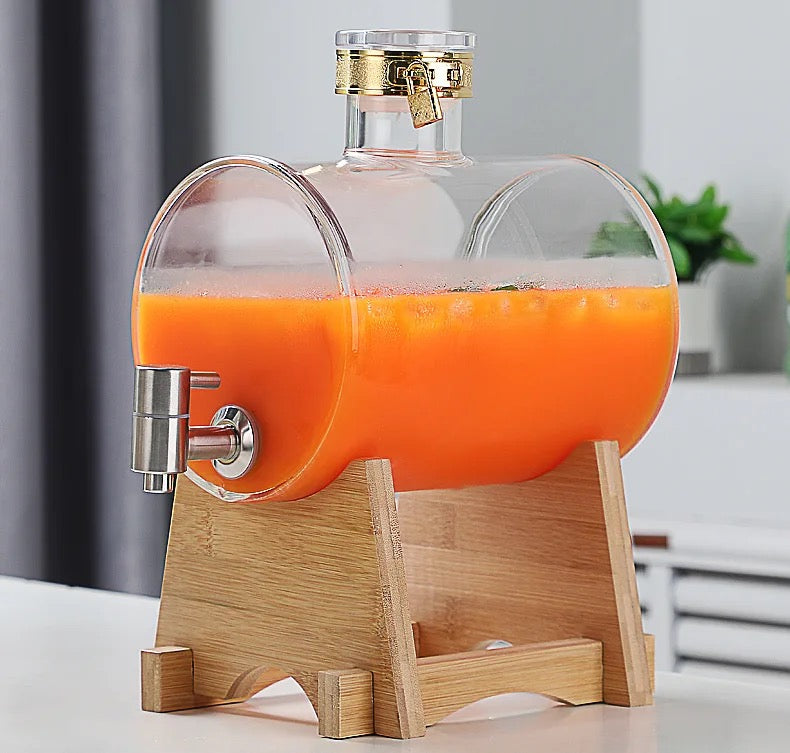 Beverage Barrel Shape Dispenser Borosilicate Glass