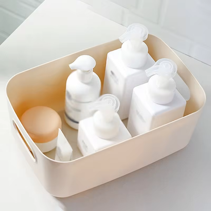 Desktop Cosmetic Storage Box Bathroom Kitchen Bedroom Plastic Storage Basket S-L Dormitory Miscellaneous Storage Box 1Pc