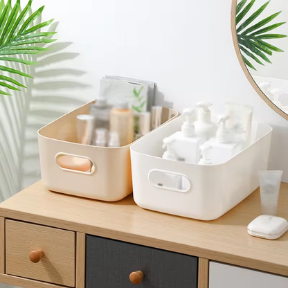 Desktop Cosmetic Storage Box Bathroom Kitchen Bedroom Plastic Storage Basket S-L Dormitory Miscellaneous Storage Box 1Pc