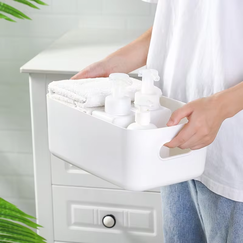 Desktop Cosmetic Storage Box Bathroom Kitchen Bedroom Plastic Storage Basket S-L Dormitory Miscellaneous Storage Box 1Pc