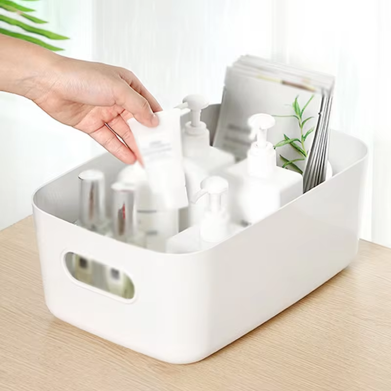 Desktop Cosmetic Storage Box Bathroom Kitchen Bedroom Plastic Storage Basket S-L Dormitory Miscellaneous Storage Box 1Pc