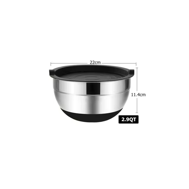 Mixing Bowls with Lids and Non Slip Bases Stainless Steel Mixing Bowls Set for Baking Nesting Storage Bowls