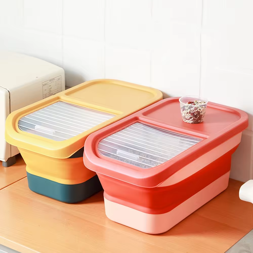 Cat Dog Food Storage Container Collapsible Dry Cat Food Box With Lids Airtight Sealing Kitchen Grain Rice Storage Box