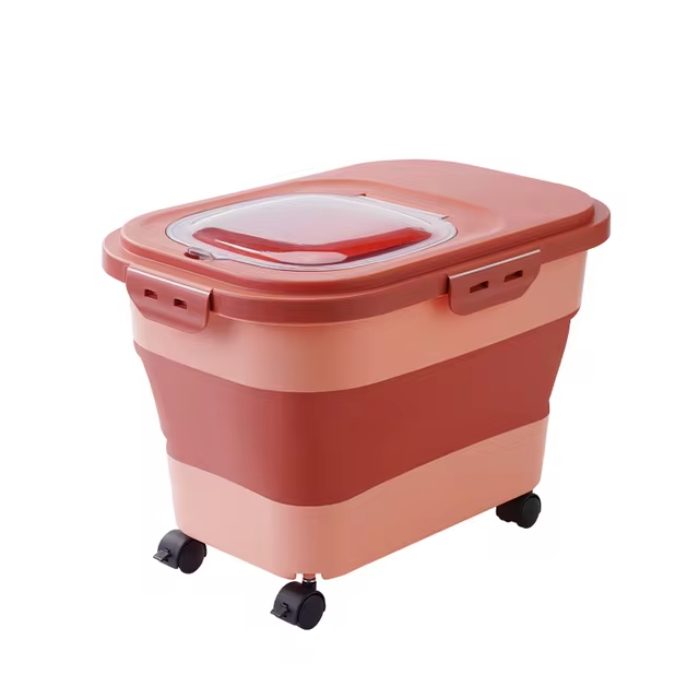 Cat Dog Food Storage Container Collapsible Dry Cat Food Box With Lids Airtight Sealing Kitchen Grain Rice Storage Box