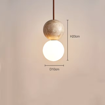 Led Pendant Light Stone Cream Style Chandelier Bedroom Bedside Long Line Hanging Lighting Retro Luminaire Round Ball Bar Table