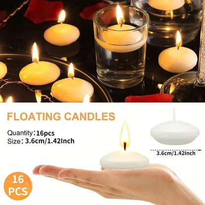 Unscented Floating Candles for Pool, Wedding, Home, Bathtub Decoration Supplies, Romantic Confession, 16 Pieces