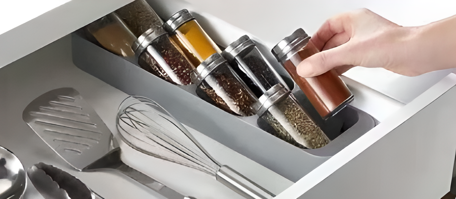 Kitchen Drawer Cutlery Storage Tray Knife Holder Spoon Forks Tableware Organizer Container For Spice Bottles Knives Block Rack