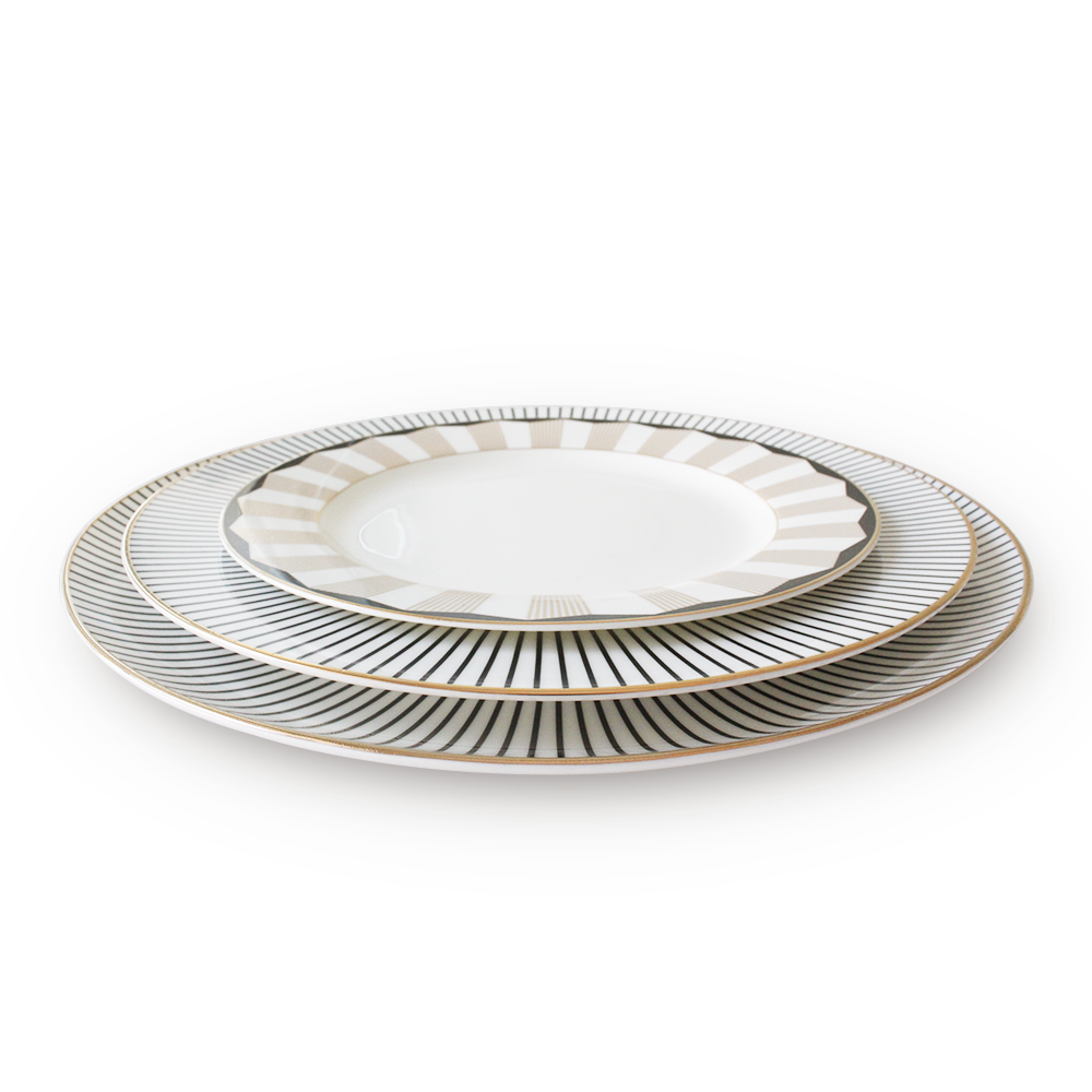 Emilia Dinnerware Collection Set with Gold Rimmed