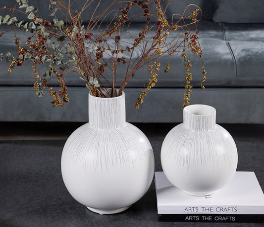 Minimalist Round White Vase