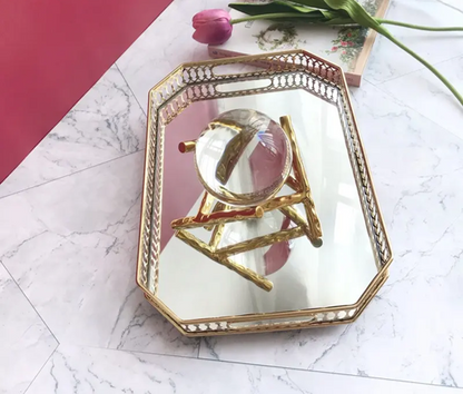 Gold Vanity Tray with Mirror