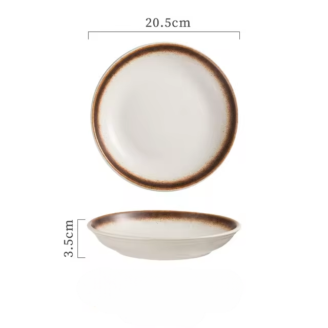 Ceramic round Deep Plates Dinner Hotel Restaurant Italian Thick Soup Plate Salad Dish Rice Plate Tableware