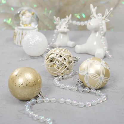 Christmas White & Gold Baubles Set of 24