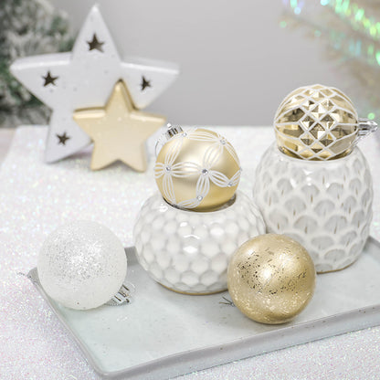 Christmas White & Gold Baubles Set of 24