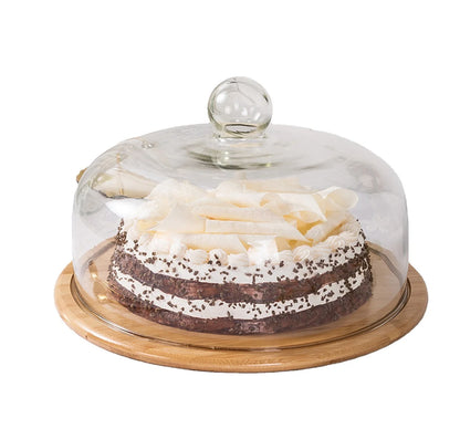 Colette Bamboo Cake Tray with Glass Lid