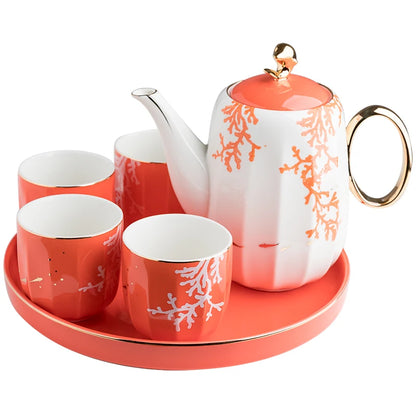 Aurora Red Orange Tea Set