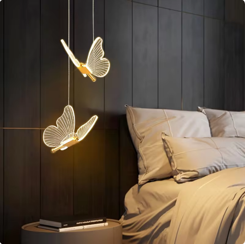 Lustre LED Pendant Light Fixture Butterfly Hanging Lamps For Ceiling Kitchen Bedside Living Room Decor Nordic Pendant Lamp