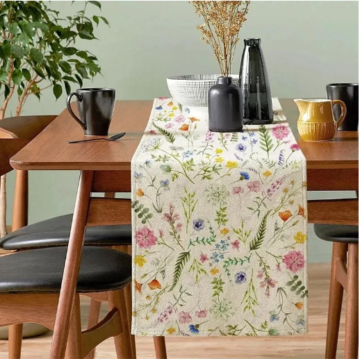 Bloom Flowers Tulip Summer Table Runner13"x72"SeasonaWedding Holiday Kitchen Dining Table Decoration, Home Party IndoorDecor