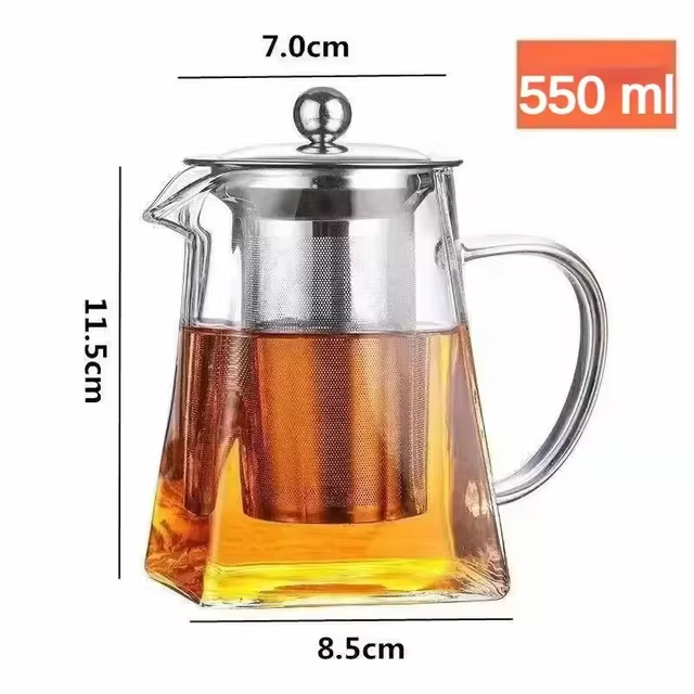 Tea Infusers Stainless Steel Infuser Bottle Heat Resistant Glass Teapot Household Teaware Tea Infuser Clear Kettle