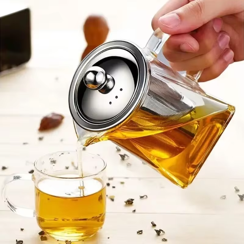 Tea Infusers Stainless Steel Infuser Bottle Heat Resistant Glass Teapot Household Teaware Tea Infuser Clear Kettle