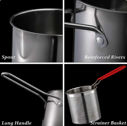 Kitchen Deep Frying Pot 304 Stainless Steel Kitchen Fryer With Strainer Tempura Fryer Pan Chicken Fried Chicken Cooking Tools