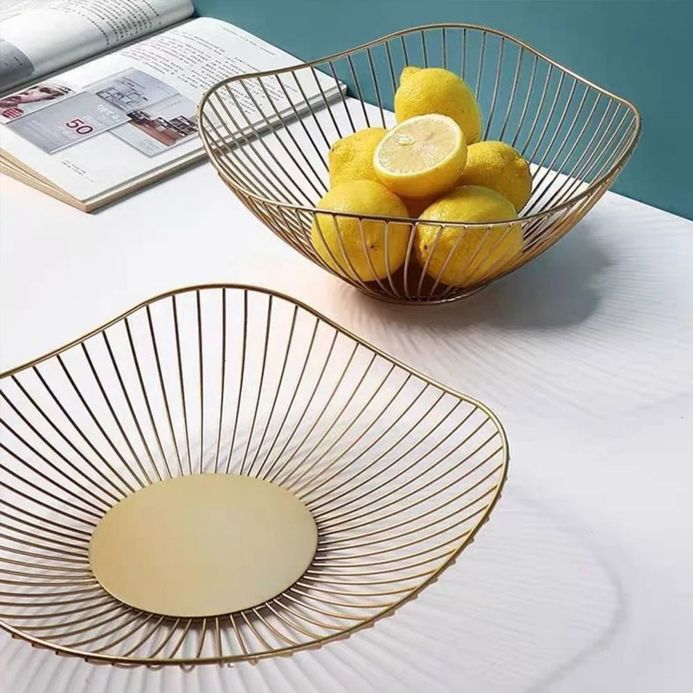 Fruit bowl washing fruit hollow drain basket iron fruit basket living room coffee table net red fruit plate snack storage basket