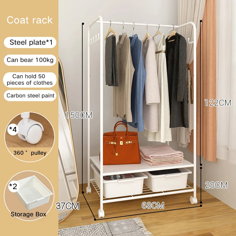 Kelton Clothes Rack with Storage Boxes