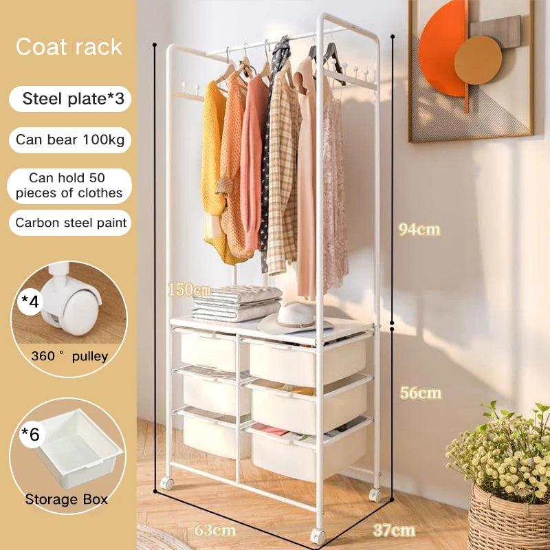 Kelton Clothes Rack with Storage Boxes